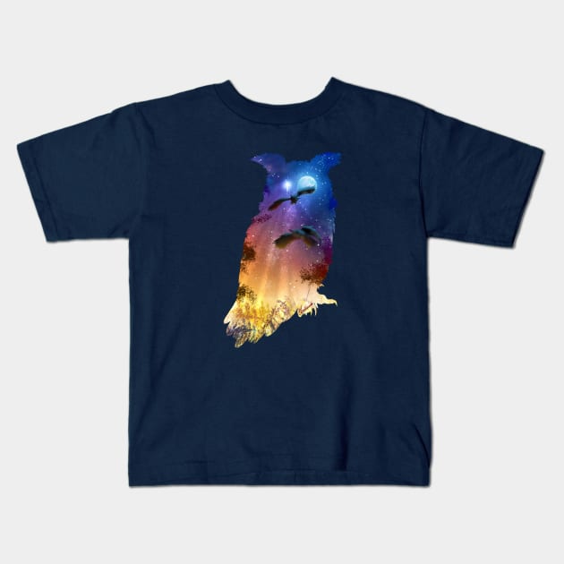 Owl's Hour Kids T-Shirt by DVerissimo